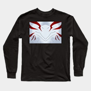 White with Red Stripes Dragon Mask Long Sleeve T-Shirt